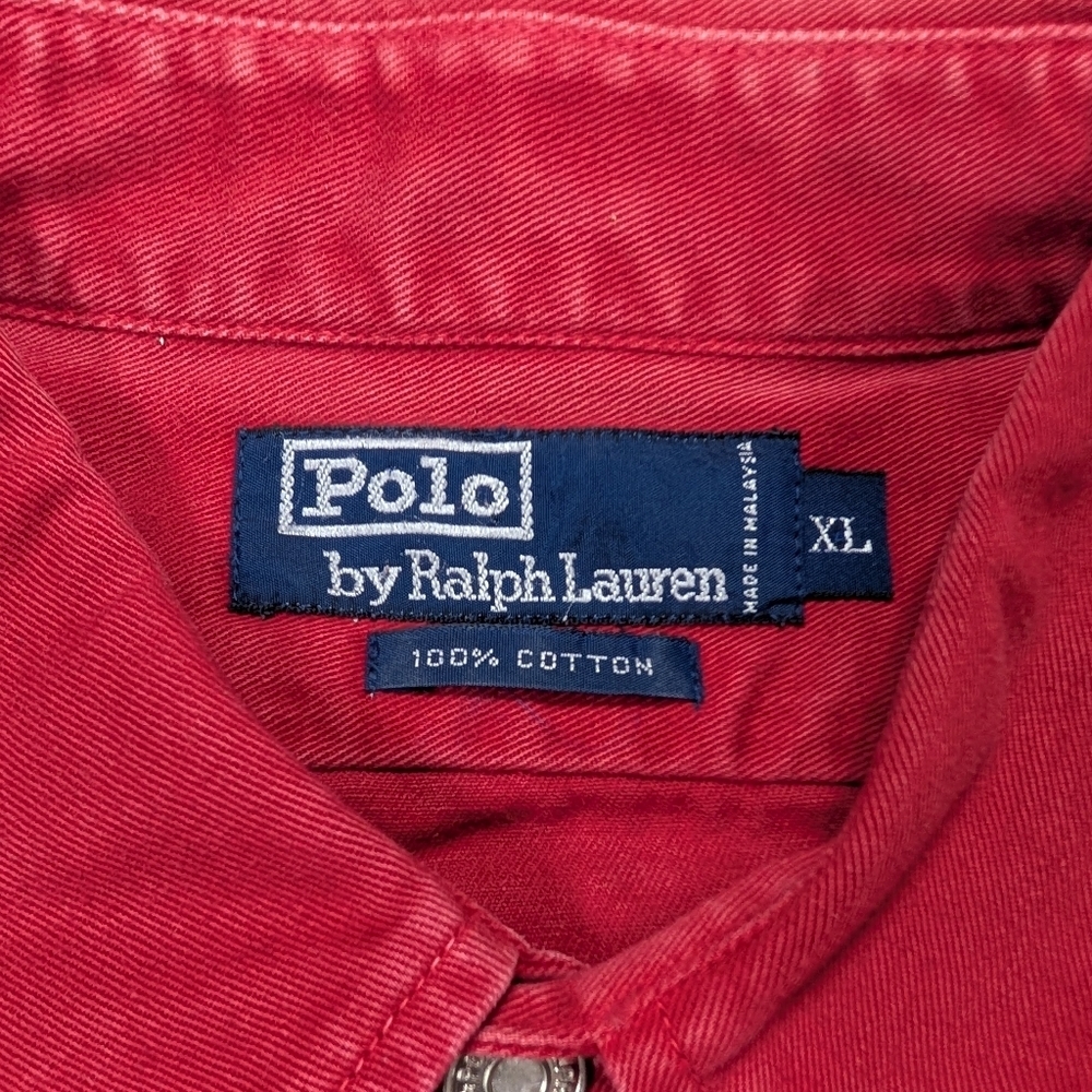Polo Ralph Lauren Shirt Mens XL Red Workwear Heavy Cotton Twill Rugged Outdoor - Picture 4 of 7